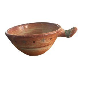 Luling Icehouse Pottery Star Bowl With Handle LULING TEXAS Handthrown Stamped